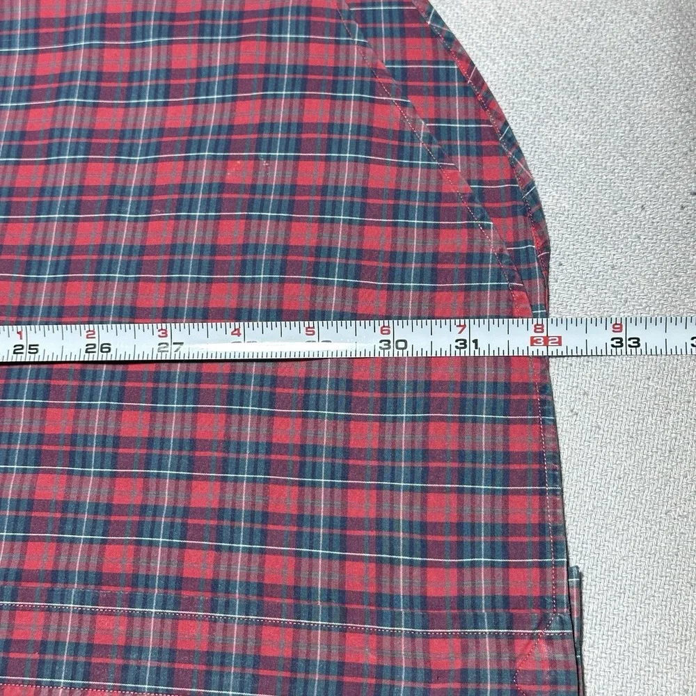 Ralph Lauren Blake Red Tartan Plaid Two-Ply Cotton Button Down Shirt Size Medium
